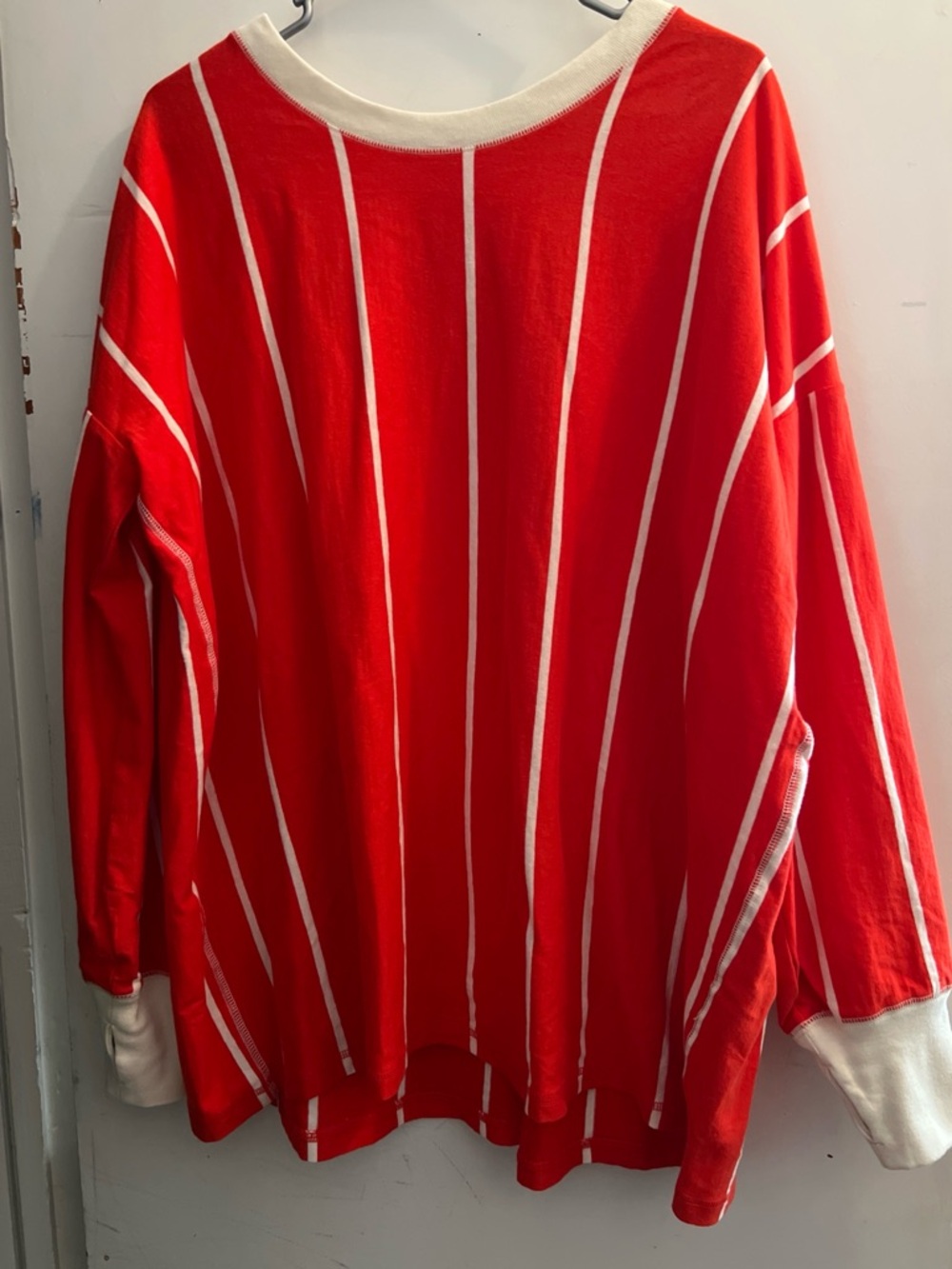 Free people Red and White Striped Knit Sweater